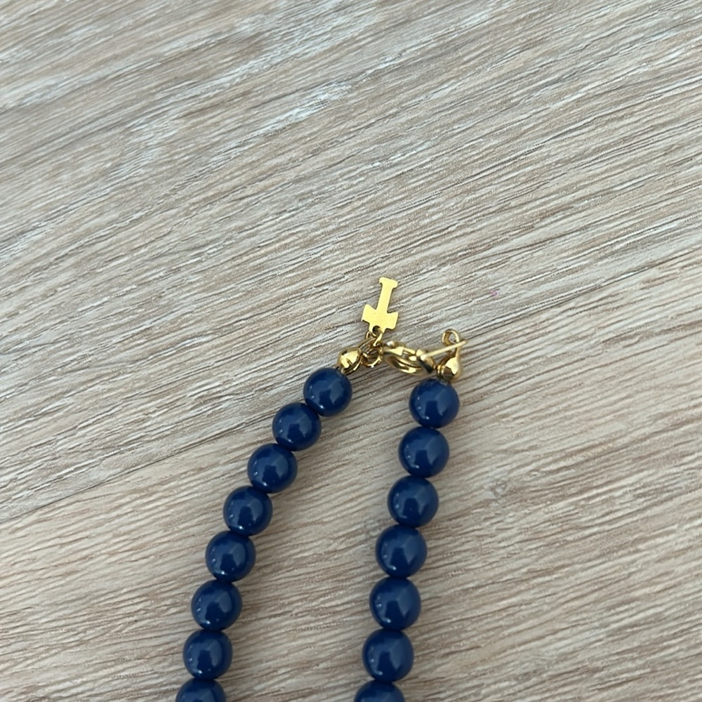 Blue and Gold bead Necklace - Picture 2 of 4